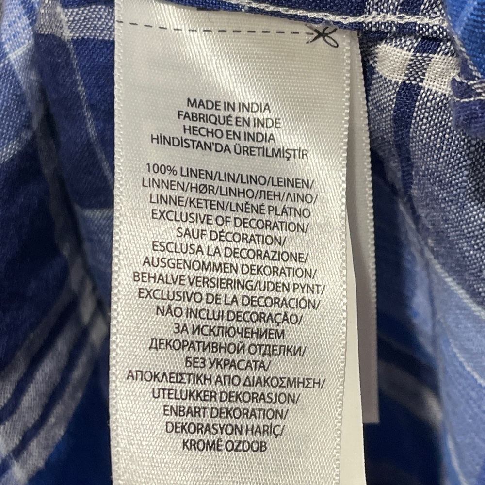 Polo Ralph Lauren Blue Multi Plaid Relaxed Fit 100% Linen Button Front Shirt XL - Picture 6 of 7